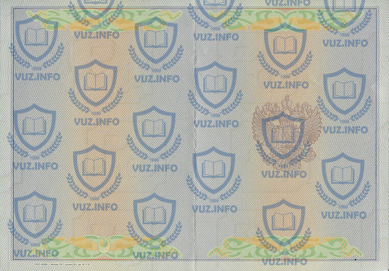 Диплом высшего образования 2009 года -  ООО Знак г. Москва - оборотная сторона